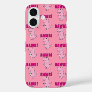 Niedlicher und wütend rosa Cartoon T-Rex Dinosauri iPhone 16 Hülle