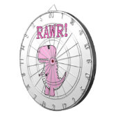 Niedlicher und wütend rosa Cartoon T-Rex Dinosauri Dartscheibe (Vorderseite rechts)