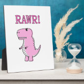 Niedlicher und wütend rosa Cartoon T-Rex Dinosauri Fotoplatte (Seite)