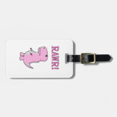 Niedlicher und wütend rosa Cartoon T-Rex Dinosauri Gepäckanhänger (Vorderseite horizontal)
