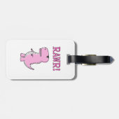 Niedlicher und wütend rosa Cartoon T-Rex Dinosauri Gepäckanhänger (Rückseite horizontal)