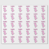 Niedlicher und wütend rosa Cartoon T-Rex Dinosauri Geschenkpapier (Flach)