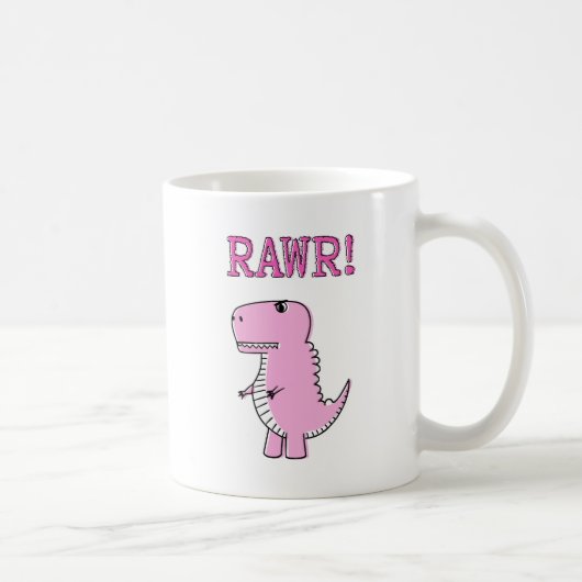Niedlicher und wütend rosa Cartoon T-Rex Dinosauri Kaffeetasse (Rechts)