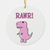 Niedlicher und wütend rosa Cartoon T-Rex Dinosauri Keramik Ornament (Vorne)