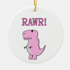 Niedlicher und wütend rosa Cartoon T-Rex Dinosauri Keramik Ornament