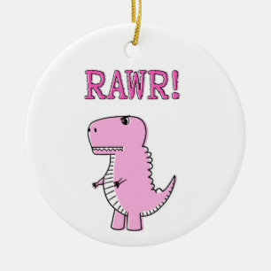 Niedlicher und wütend rosa Cartoon T-Rex Dinosauri Keramik Ornament