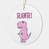 Niedlicher und wütend rosa Cartoon T-Rex Dinosauri Keramik Ornament (Links)