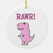 Niedlicher und wütend rosa Cartoon T-Rex Dinosauri Keramik Ornament (Hinten)