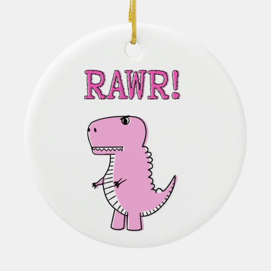 Niedlicher und wütend rosa Cartoon T-Rex Dinosauri Keramik Ornament (Hinten)