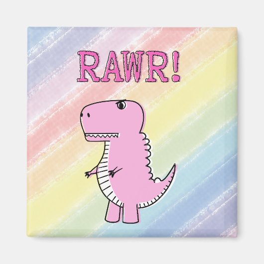 Niedlicher und wütend rosa Cartoon T-Rex Dinosauri Magnet (Vorne)