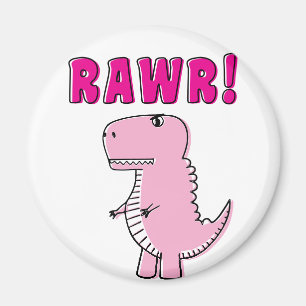 Niedlicher und wütend rosa Cartoon T-Rex Dinosauri Magnet