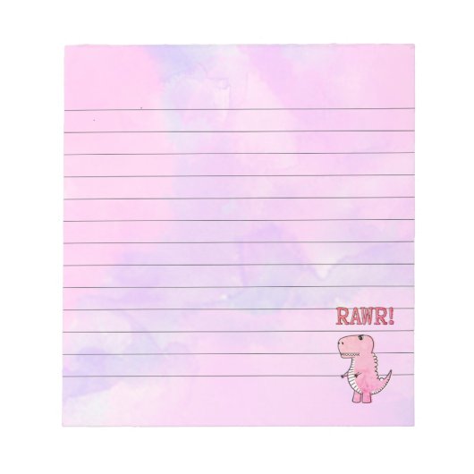 Niedlicher und wütend rosa Cartoon T-Rex Dinosauri Notizblock (Vorderseite)