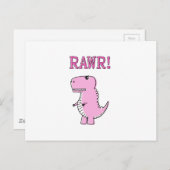 Niedlicher und wütend rosa Cartoon T-Rex Dinosauri Postkarte (Vorne/Hinten)