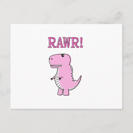 Niedlicher und wütend rosa Cartoon T-Rex Dinosauri Postkarte (Vorderseite)