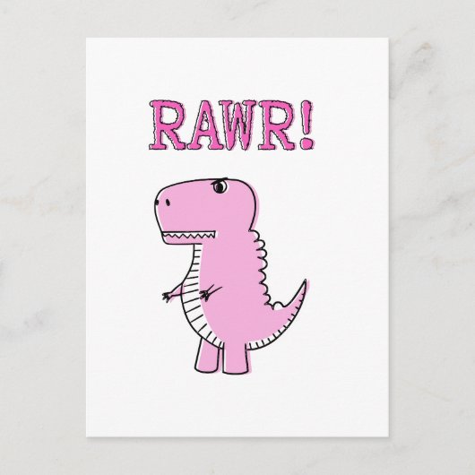 Niedlicher und wütend rosa Cartoon T-Rex Dinosauri Postkarte (Vorderseite)