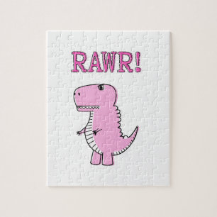Niedlicher und wütend rosa Cartoon T-Rex Dinosauri Puzzle