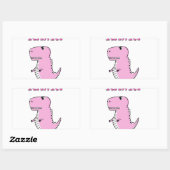 Niedlicher und wütend rosa Cartoon T-Rex Dinosauri Rechteckiger Aufkleber (Blatt)