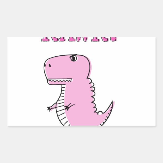 Niedlicher und wütend rosa Cartoon T-Rex Dinosauri Rechteckiger Aufkleber (Vorderseite)