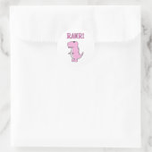 Niedlicher und wütend rosa Cartoon T-Rex Dinosauri Runder Aufkleber (Tasche)