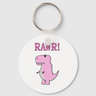 Niedlicher und wütend rosa Cartoon T-Rex Dinosauri Schlüsselanhänger