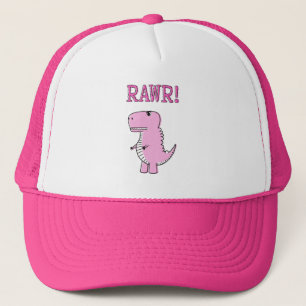 Niedlicher und wütend rosa Cartoon T-Rex Dinosauri Truckerkappe