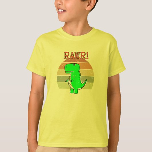 Niedlicher und wütender Cartoon T-Rex Dinosaur Sun T-Shirt (Vorderseite)