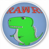 Niedlicher und wütender Cartoon T-Rex RAWR Aufkleber (Vorderseite)