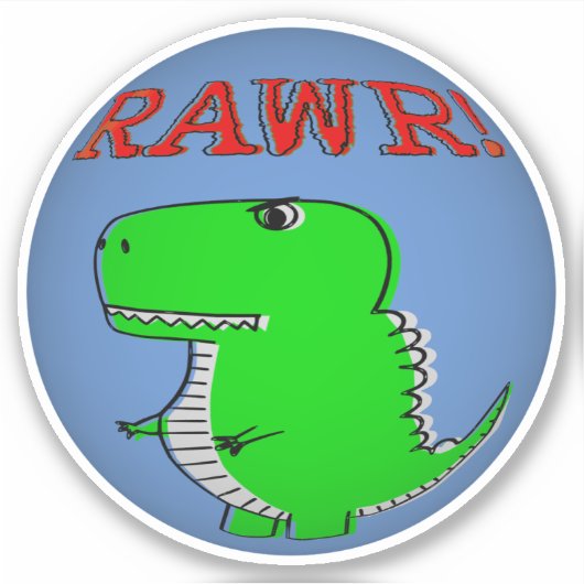 Niedlicher und wütender Cartoon T-Rex RAWR Aufkleber (Vorderseite)