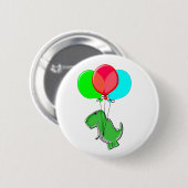 Niedlicher und wütender Dino mit Party-Balloons Button (Vorne & Hinten)