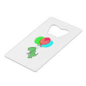 Niedlicher und wütender Dino mit Party-Balloons Geldbeutel Flaschenöffner (Rückseite Schrägansicht)