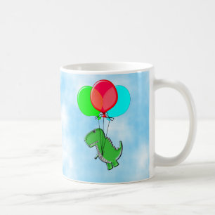 Niedlicher und wütender Dino mit Party-Balloons Kaffeetasse