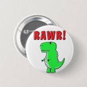 Niedlicher und wütender grüner Cartoon T-Rex Dinos Button (Vorne & Hinten)