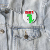 Niedlicher und wütender grüner Cartoon T-Rex Dinos Button (Beispiel)