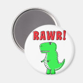 Niedlicher und wütender grüner Cartoon T-Rex Dinos Magnet (Vorderseite/Rückseite)