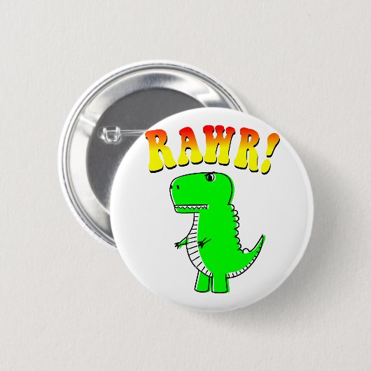 Niedlicher und wütender T-Rex RAWR Groovy Text Button (Vorne & Hinten)