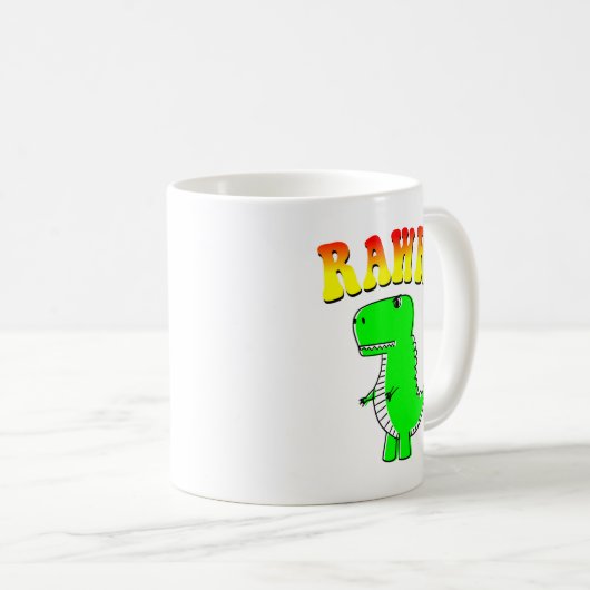 Niedlicher und wütender T-Rex RAWR Groovy Text Kaffeetasse (VorderseiteRechts)