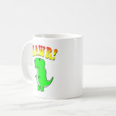 Niedlicher und wütender T-Rex RAWR Groovy Text Kaffeetasse (Vorderseite Links)