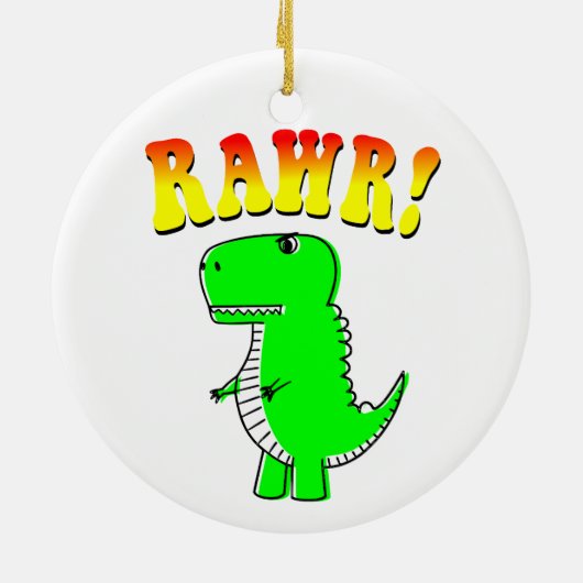 Niedlicher und wütender T-Rex RAWR Groovy Text Keramik Ornament (Hinten)