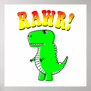 Niedlicher und wütender T-Rex RAWR Groovy Text Poster