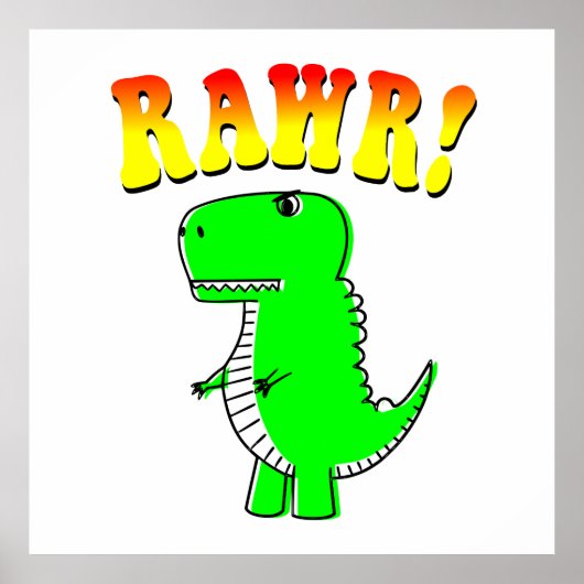 Niedlicher und wütender T-Rex RAWR Groovy Text Poster (Vorne)