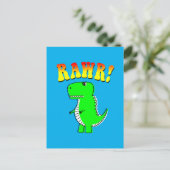 Niedlicher und wütender T-Rex RAWR Groovy Text Postkarte (Stehend Vorderseite)