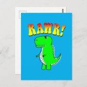 Niedlicher und wütender T-Rex RAWR Groovy Text Postkarte (Vorne/Hinten)