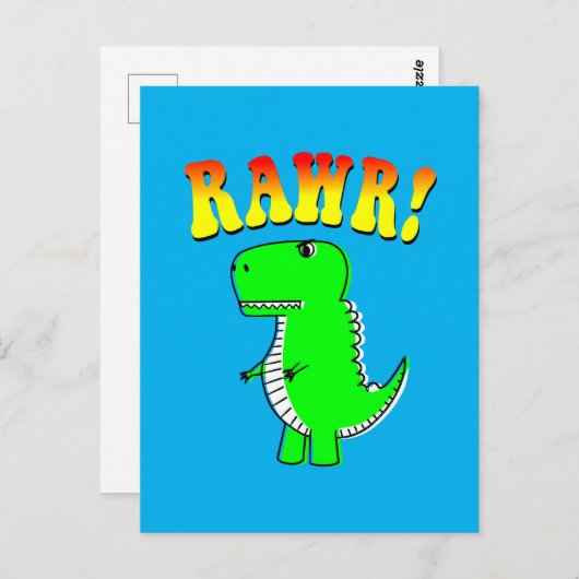 Niedlicher und wütender T-Rex RAWR Groovy Text Postkarte (Vorne/Hinten)