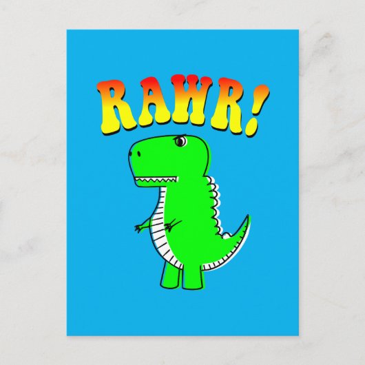 Niedlicher und wütender T-Rex RAWR Groovy Text Postkarte (Vorderseite)