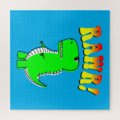 Niedlicher und wütender T-Rex RAWR Groovy Text Puzzle (Horizontal)