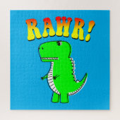 Niedlicher und wütender T-Rex RAWR Groovy Text Puzzle (Vertikal)