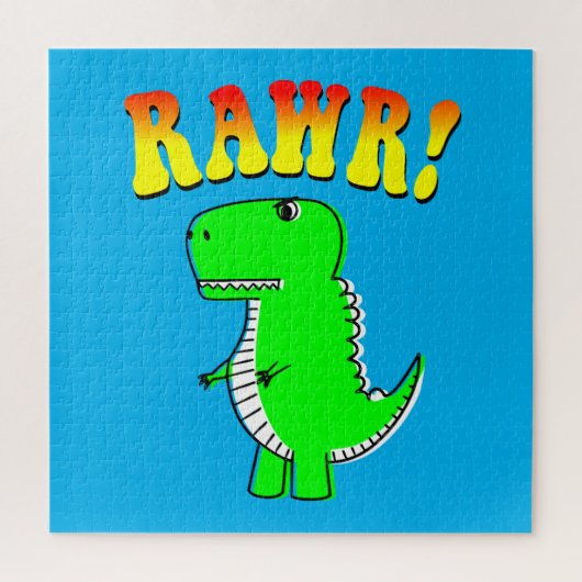 Niedlicher und wütender T-Rex RAWR Groovy Text Puzzle (Vertikal)