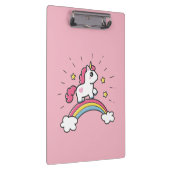 Niedlicher Unicorn auf einem Regenbogen-Entwurf Klemmbrett (Rechts)