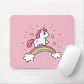 Niedlicher Unicorn auf einem Regenbogen-Entwurf Mousepad (Mit Mouse)