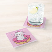 Niedlicher Unicorn Cat Glass Untersetzer (Schrägansicht)